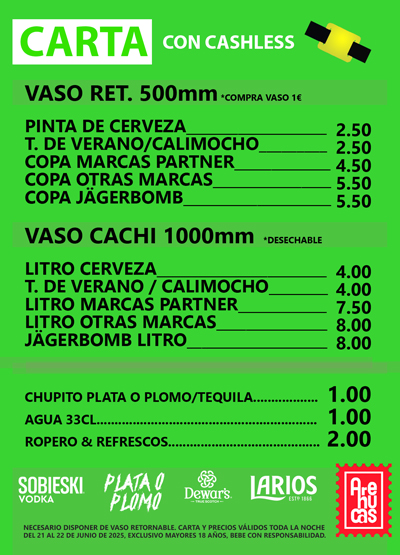 CARTA BEBIDAS PEÑAS SAN JUAN Y SAN PEDRO LEON PARA PEÑA MOLOKO CON CASHLESS